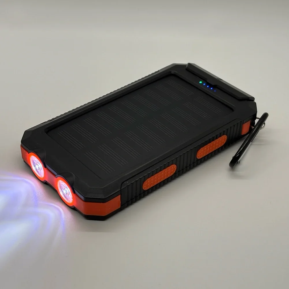 Solar Charger Power Bank - Orange and Black
